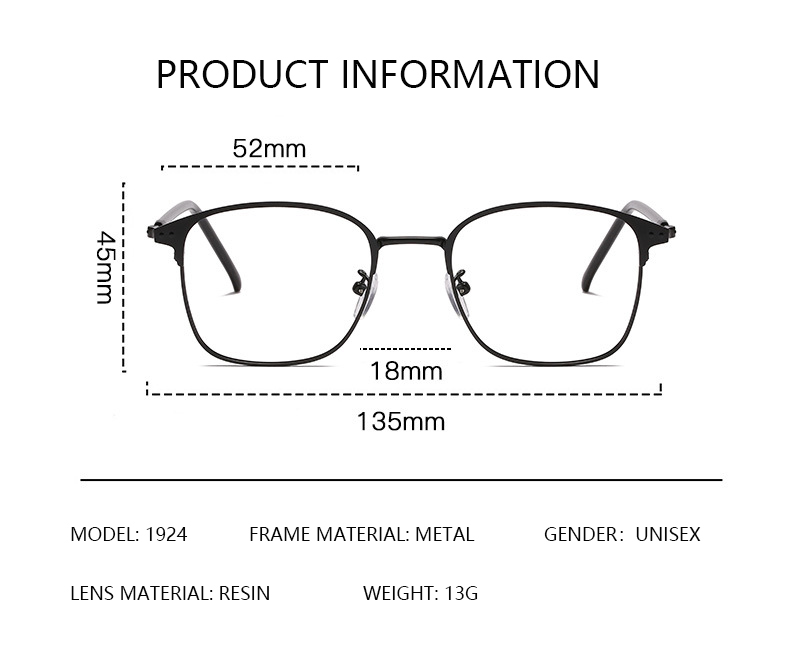 Kacamata Photochromic Anti radiasi Empat persegi panjang Frame Wanita Pria