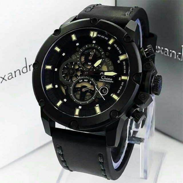 Jam Tangan Pria/Cowok Alexandre Christie AC 6416 Full Black.Original Garansi Resmi 1 Tahun