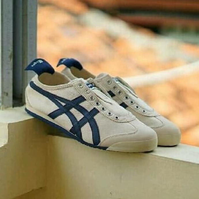 promo asics onitsuka tiger mexico 66 slip on cream navy premium quality terbaru
