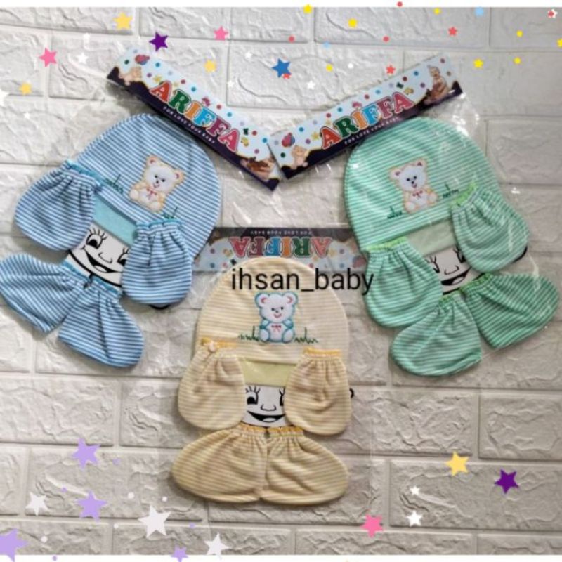 set topi bayi+sartaki,3in1 motif salur