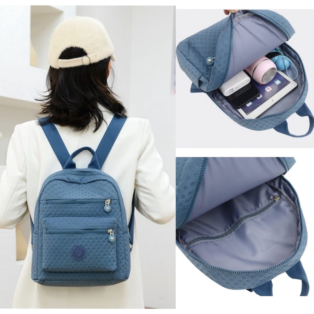 TAS RANSEL WANITA KOREA BACKPACK GENDONG PUNGGUNG IMPORT BIRU ALICIA TA572B3 SEKOLAH KULIAH KERJA FASHION REMAJA KEKINIAN SIMPLE BRANDED BATAM PREMIUM