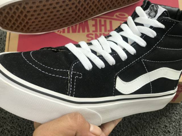 VANS SK8 HIGH BLACK WHITE WAFFLE DT