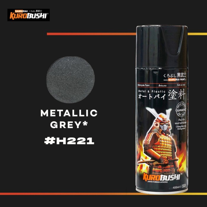 cat semprot samurai kurobushi pilok pilox samurai metallic grey h221 abu metalik abu tua metallic 400ml