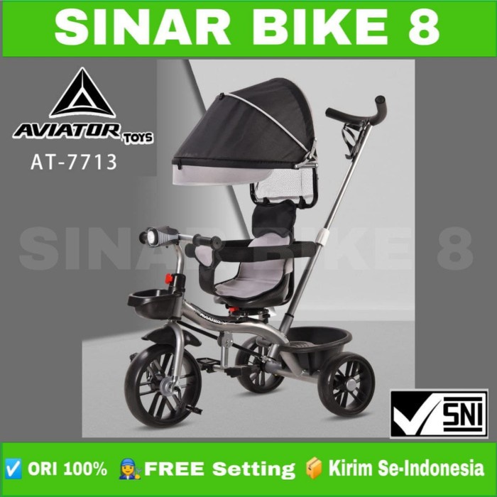 Sepeda Anak Roda Tiga  AVIATOR AT 7713 Kursi Bisa di Putar 360° Tricycle