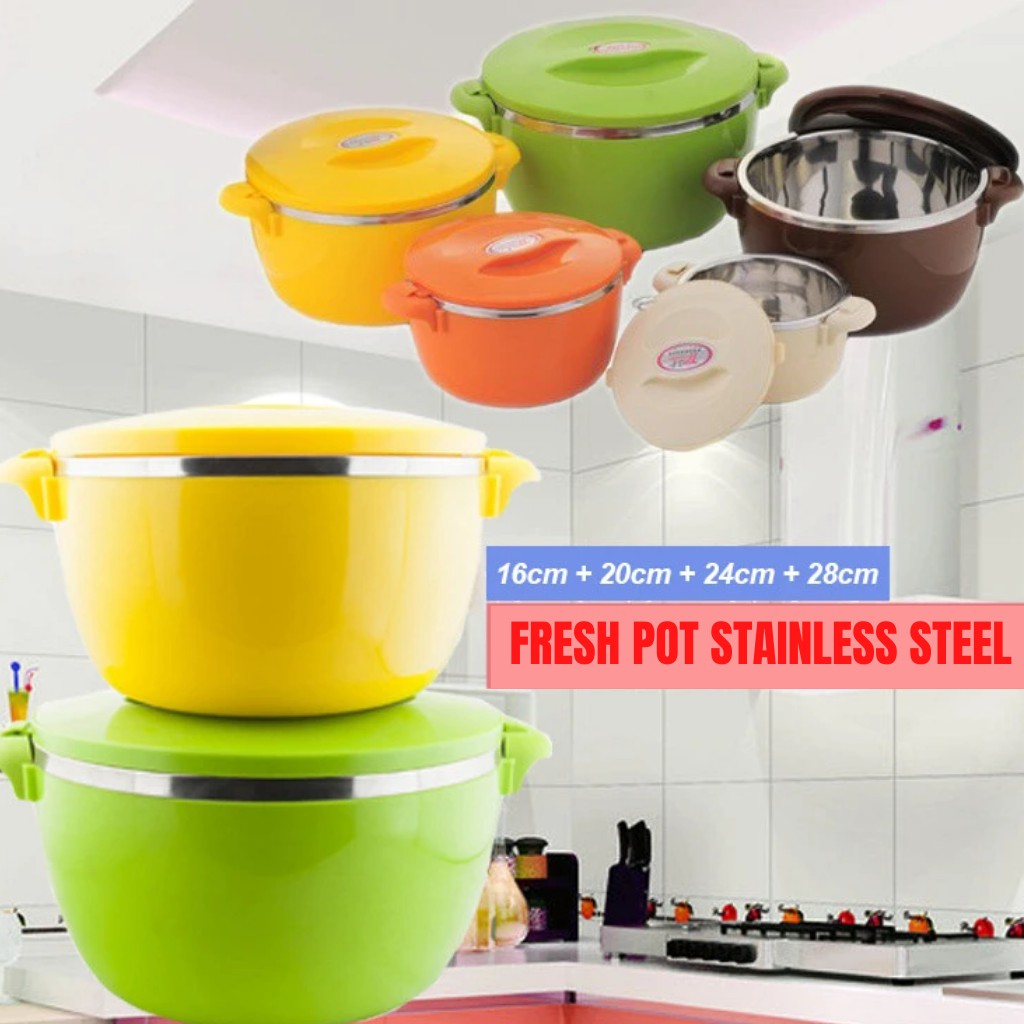 Fresh Pot Stainless Steel Set Of 3 High Quality / Penyimpanan Makanan / Fresh Pot With Tutup