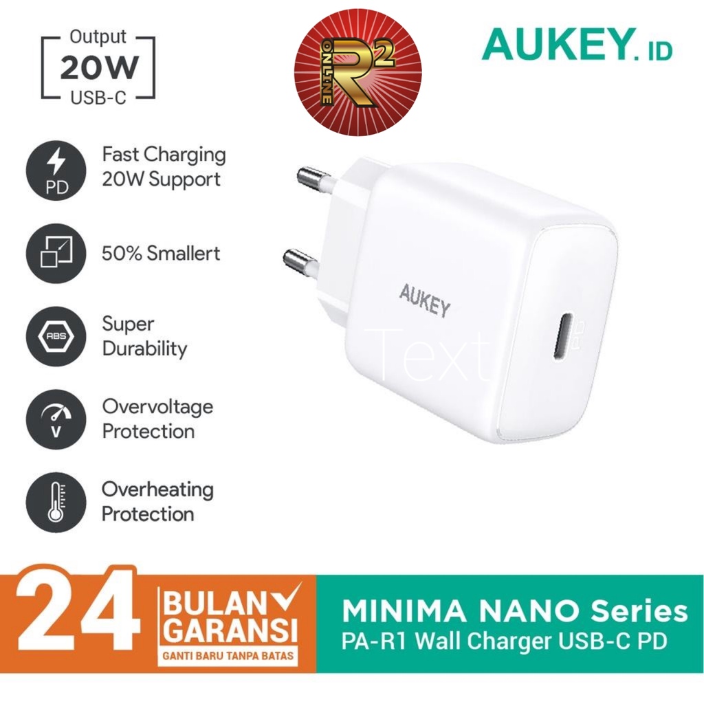 Aukey PA R1 Charger 20W USB C With PD 3.0 Original Garansi Resmi Aukey