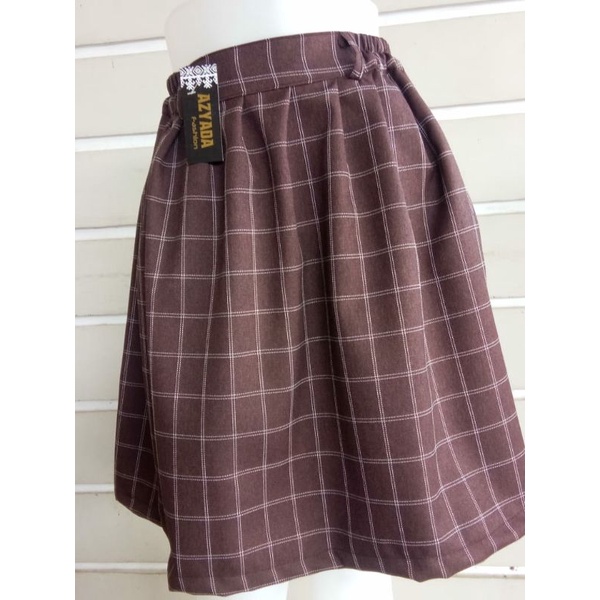 ROK KOTAK-KOTAK KOREAN STYLE SEMI WOOL