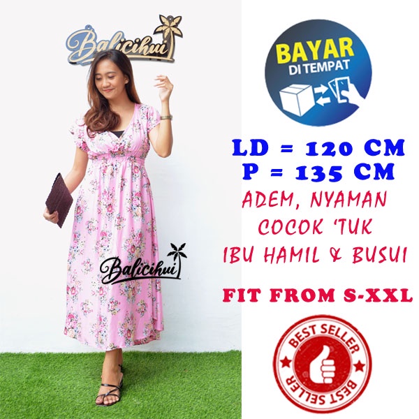 Balicihui Dress Moza Lengan Dress Busui Dress Menyusui Dress Kasual Elegan Nyaman Dipakai