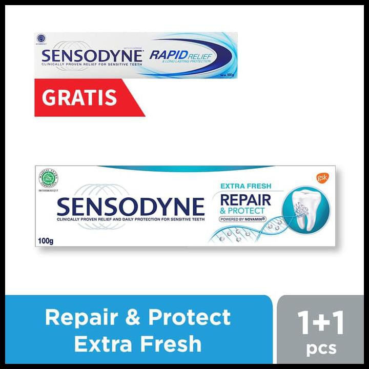 BAYAR DITEMPAT Sensodyne Repair&Protect Extra Fresh 100gr + Rapid Relief Advance Care SPECIAL