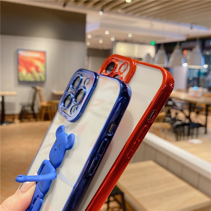 Soft case Silikon Transparan Motif Beruang Untuk iphone 11 12 13PROMAX X XS XR XSMAX 7 8PLUS