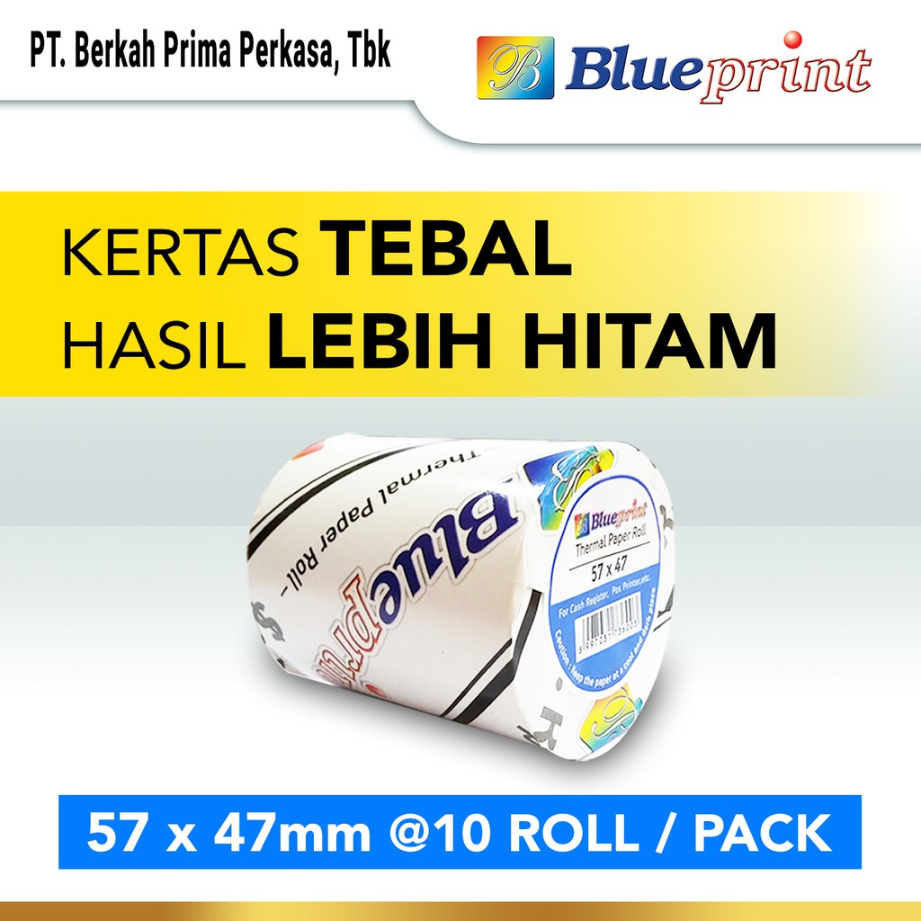 

Kertas Thermal Kasir Struk PPOB BLUEPRINT 57 x 47 , 57x47 mm - 10 Roll