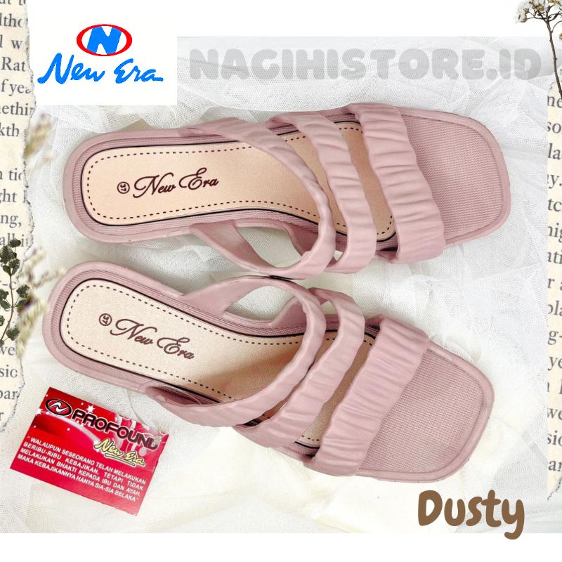 ✨NAGIHI✨ SANDAL WANITA SELOP KARET JELLY NEW ERA LB 10049 MOTIF KERUT TALI 37-40