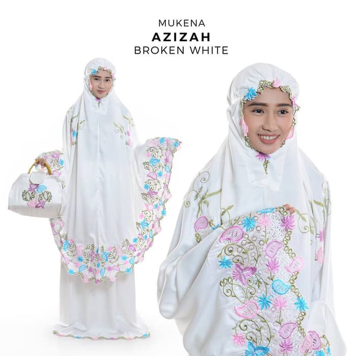 New Promo Terbaru Mukena Dewasa Bordir Azizah Broken White Low Price