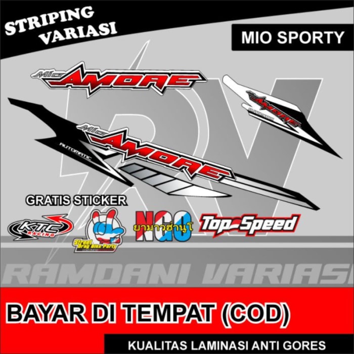 (COD)   STIKER THAILAND MIO SPORTY/MIO CARBU/MIO SMILE/MIO AMORE HITAM STIKER MURAH