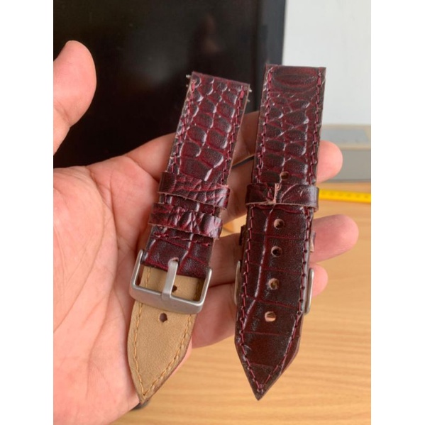 Strap Tali Jam Tangan Kulit Asli motif croco 24mm