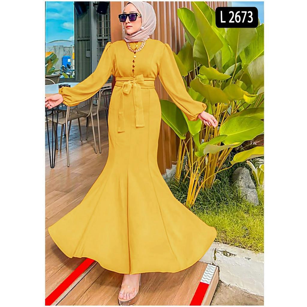 GraceShop83 | Dress Wanita Muslimah Modern Kekinian | Gamis Elegan Simple Model Mermaid Duyung Bahan