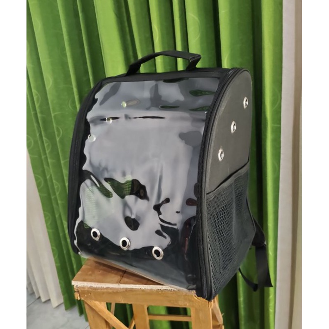 Tas Kucing Anjing Hewan Peliharaan Transparan Warna hitam polos