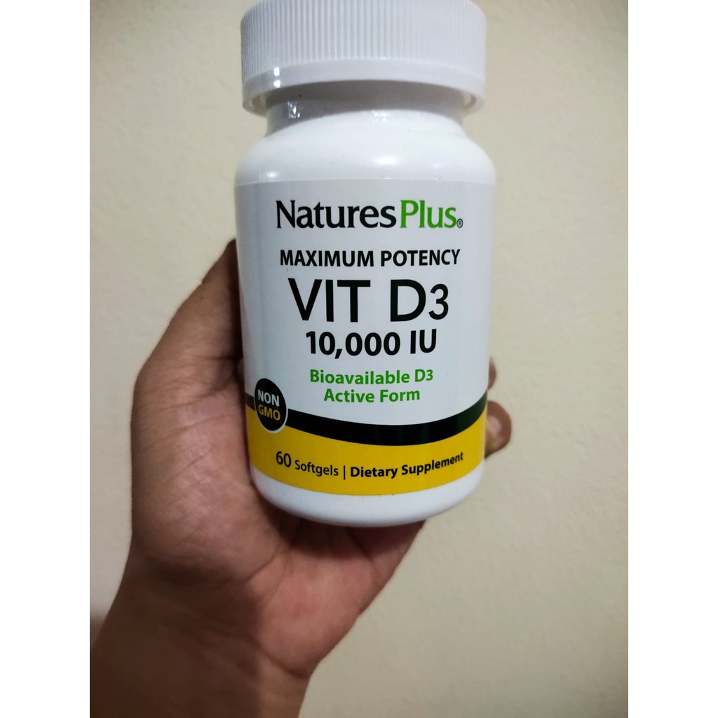 Natures Plus Maximum Potency Vitamin D3 10000 IU 60 Softgels ORI USA/ Nature's Plus Vitamin D3 10.00