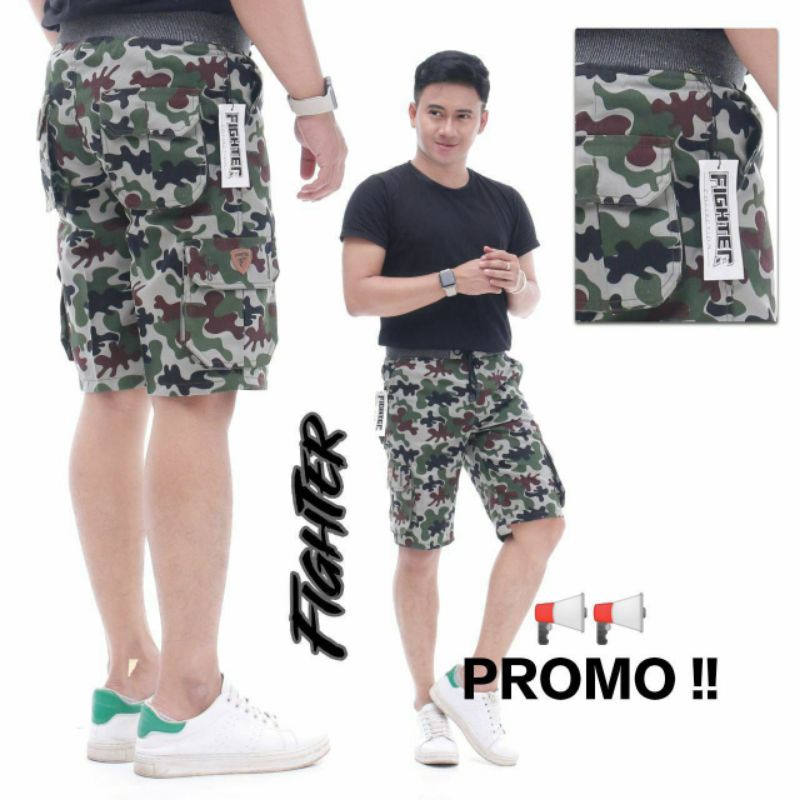 Celana Cargo fighter doreng pendek celana cargo Gunung PDL Army Doreng Motif Mma Casual Size 27-38