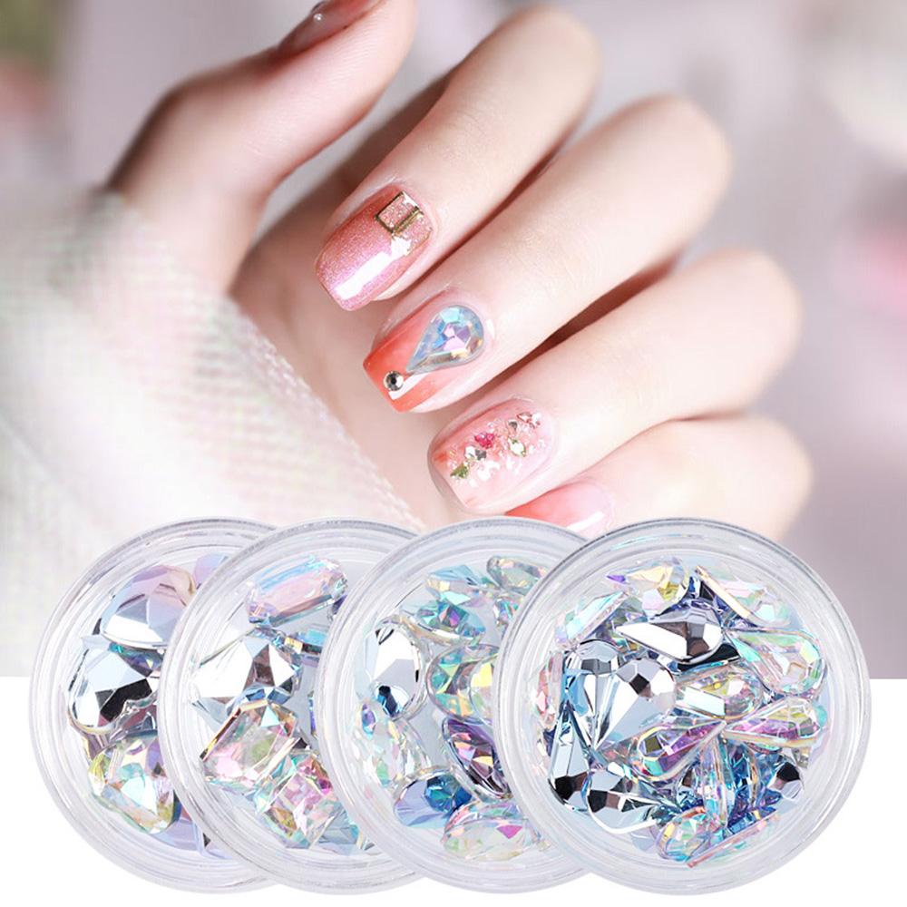 Needway 3D Dekorasi Nail Art Datar Bawah Kaca Berlian Imitasi DIY Nail Art