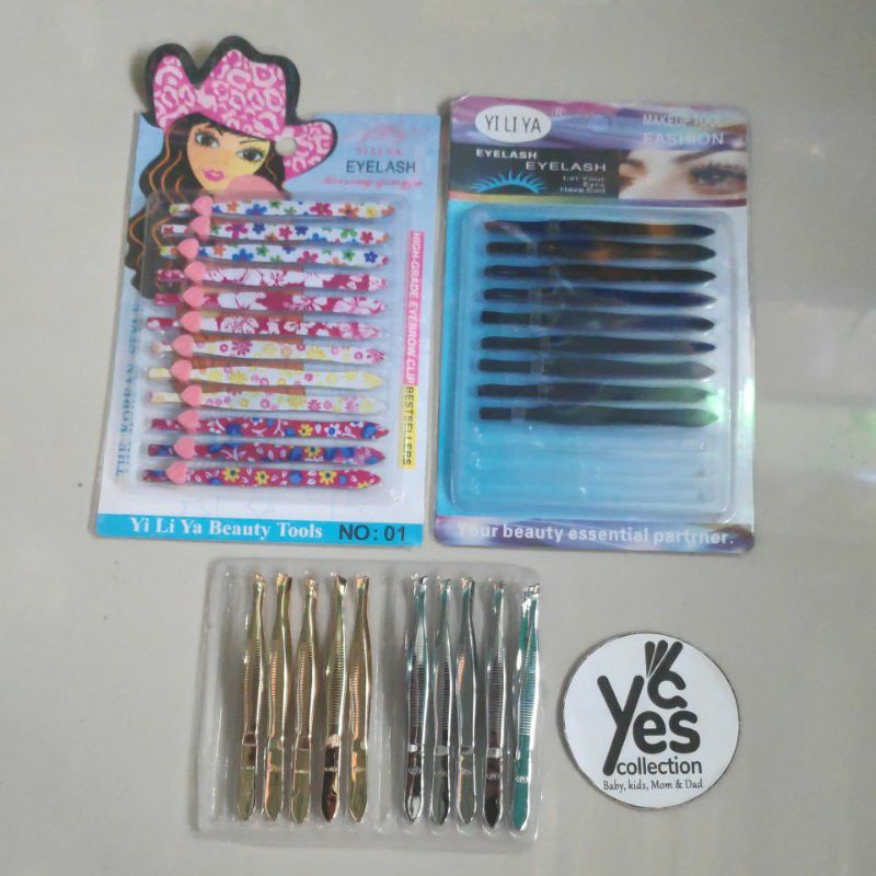 Pinset Motif Warna Hitam Gold Silver satuan manicure tool cabut uban bulu kaki tangan ketiak alis cantik stainless steel