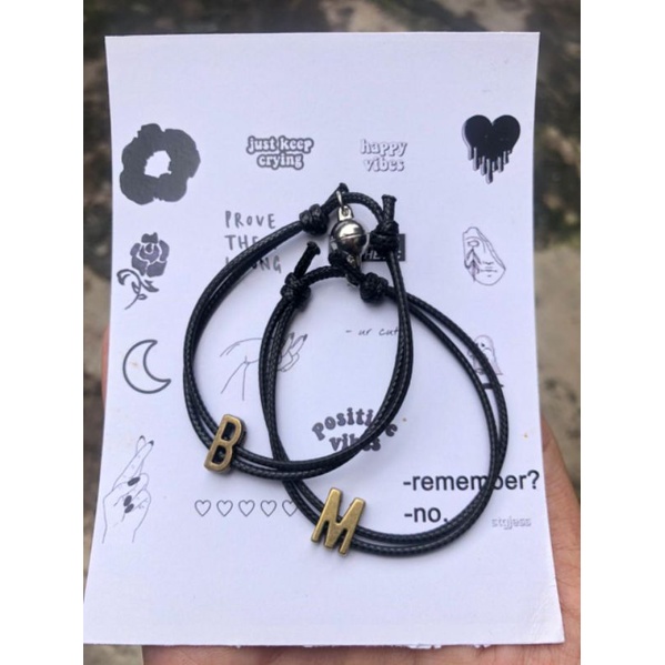 Gelang Huruf Couple / Gelang Couple Magnet