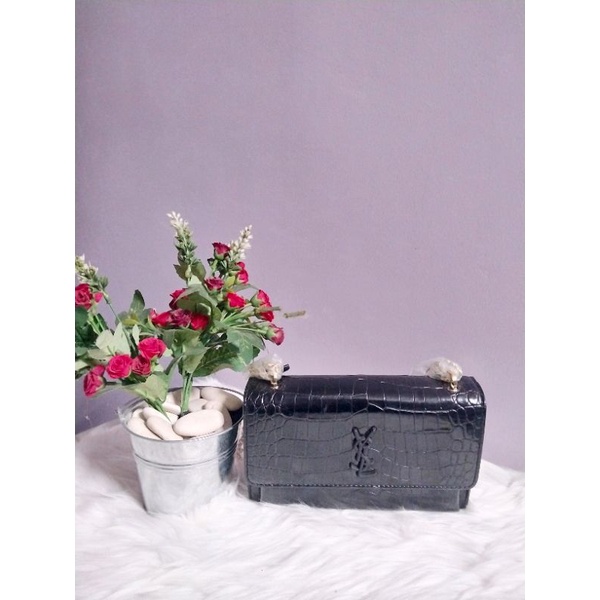 Sling Bag/Tas Wanita Kekinian/YSL Croco Rantai Import Premium
