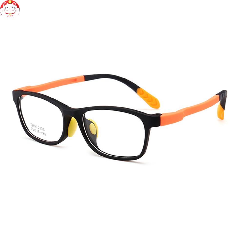 Glasses for Kids Boys Girls TR90 Square Flexible Frame Anti-Eyestrain Anti-Glare Age 4-10