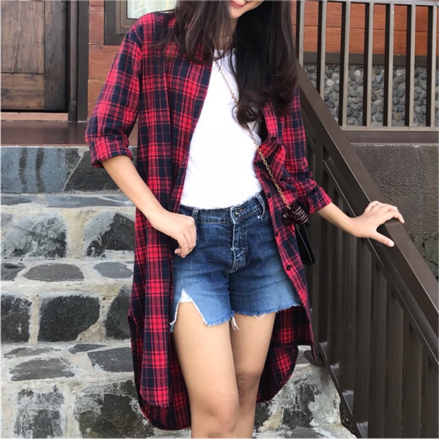 Red plaid shirt - Kemeja merah kotak-kotak