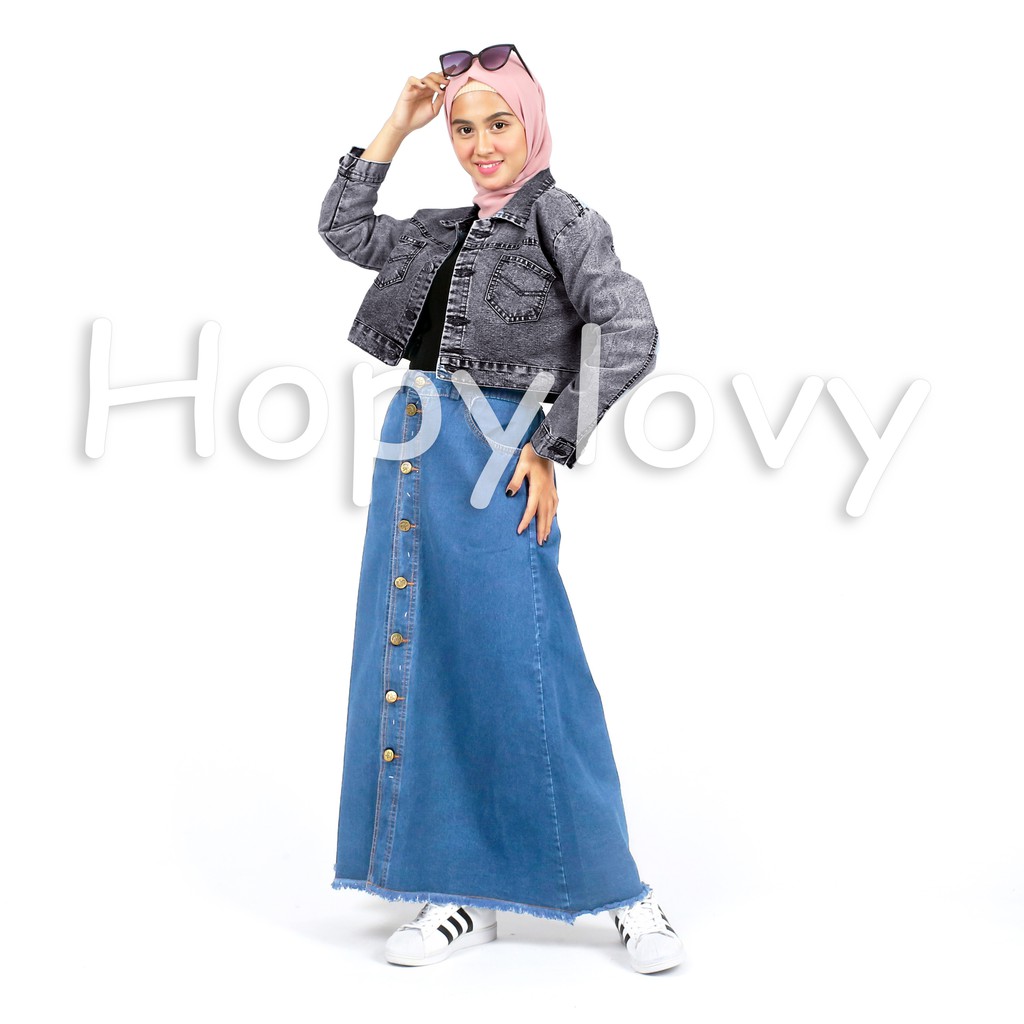 HOPYLOVY - Rok Jeans Panjang Button Up Fabian-4