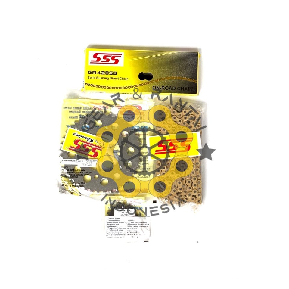 GEAR SET GEARSET RANTAI GOLD 415 / 428 Vixion MX King Byson NVL NVA R15 V1 V2 SSS TK RK RACING TDR R
