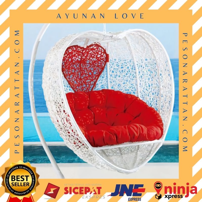 Ayunan Rotan Gantung Kursi Rotan Sintetis Love Anak anak Dewasa Malas Santai Ruang Tamu Wfh Berjemur
