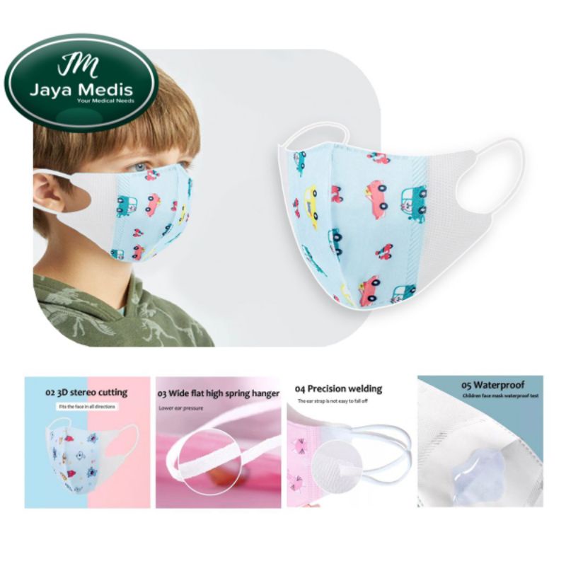 Masker Anak KN95 3 Ply Motif Lucu 4-12 Tahun