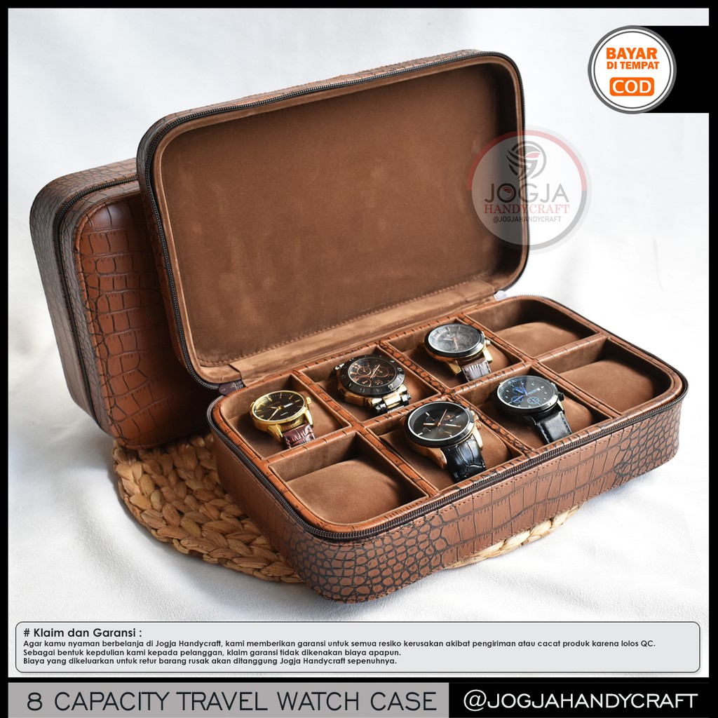 8 Slots PREMIUM Travel Watch Box Jumbo / Tempat Jam tangan / Kotak Jam Tangan / Watch Case