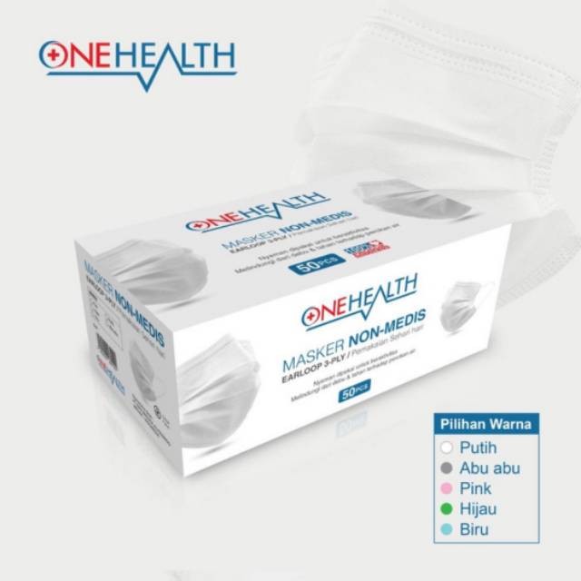  Masker  One  Health  3 ply non  medis  isi 50 pcs masker  3ply 