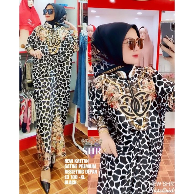 ready NEW kaftan SHR ORI bhn satin premium resleting depan