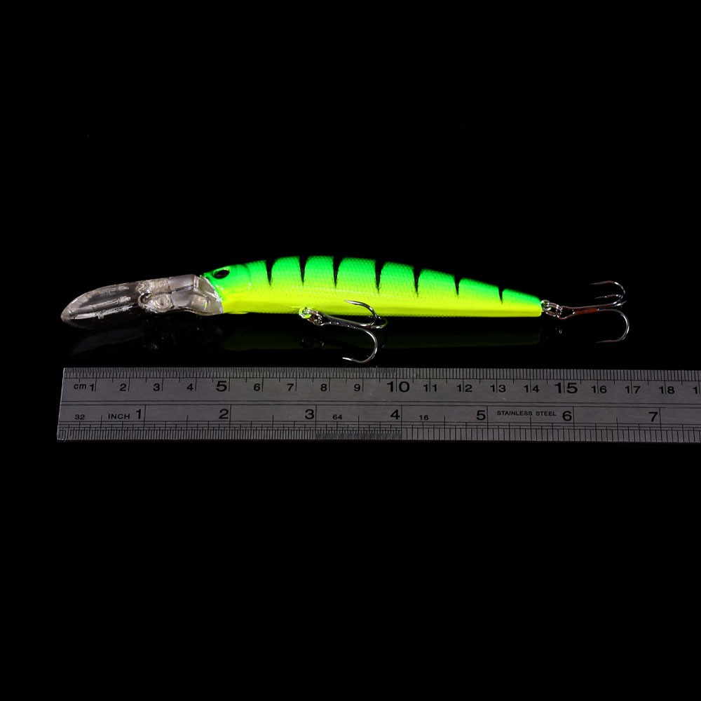 Hengjia 10pcs / Set Umpan Pancing Bentuk Ikan Minnow Lidah Panjang 14.5cm / 14.7g Floating Fishing Lure Diving 0.6-2.4m Fishing Tackle