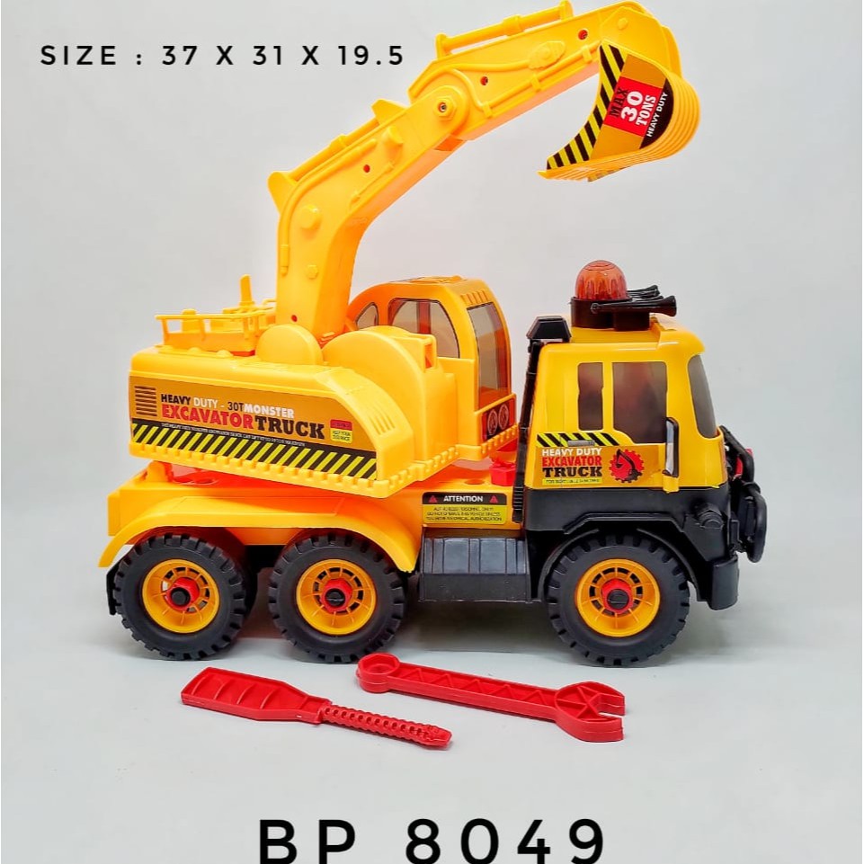 Mainan Truk Excavator Jumbo Bonus Obeng Kunci Pas - Excavator Truk Besar Anak