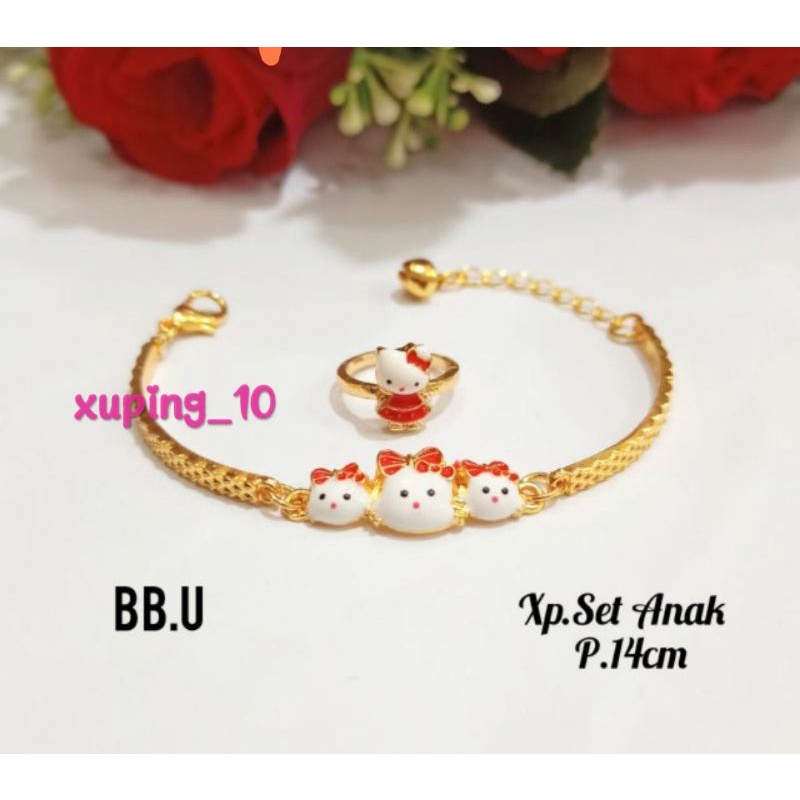 Gelang Anak Plus Cincin Hello Kitty