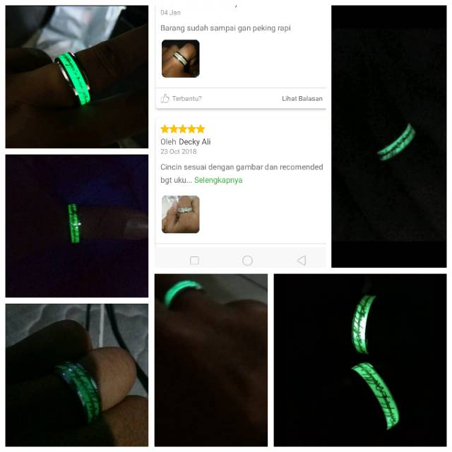 Cincin glow in the dark motiv naga stainless steel cincin pria wanita