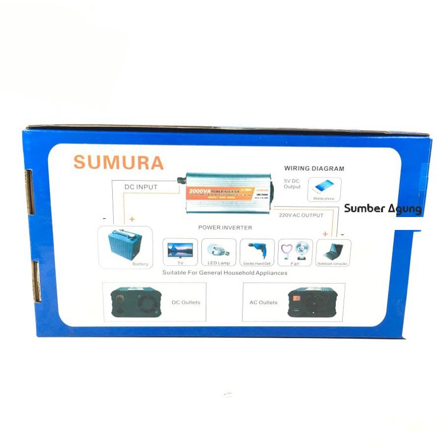 Power Inverter DC ke AC Sumura SMR 2000W 2000A Soft Start 12V ke 220V