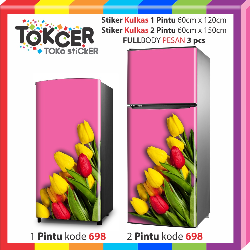 STIKER Kulkas 1 Pintu atau 2 Pintu STANDAR Bunga TULIP WARNA