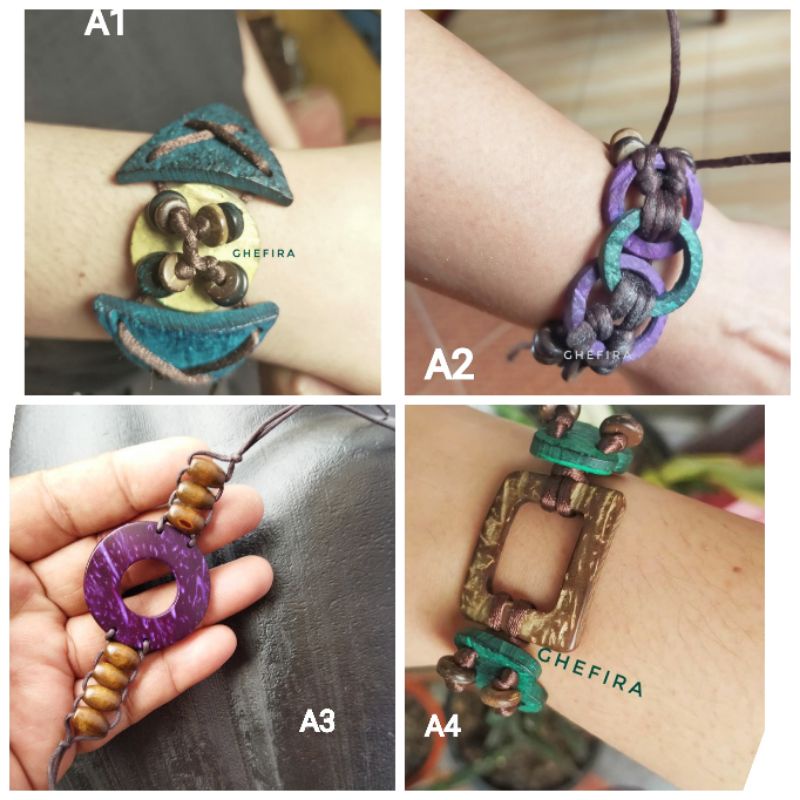 GELANG WANITA TALI ETNIK BALI BAHAN BATOK KELAPA