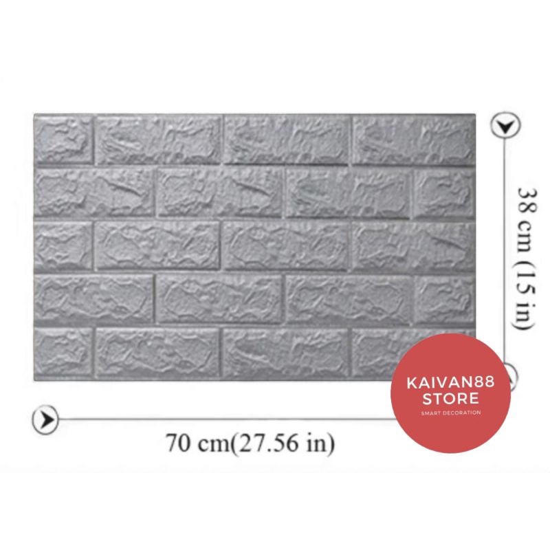 Wallpaper 3D Motif Bata Putih / BrickFoam Premium 70x38cm-Bata abu abu 70x38