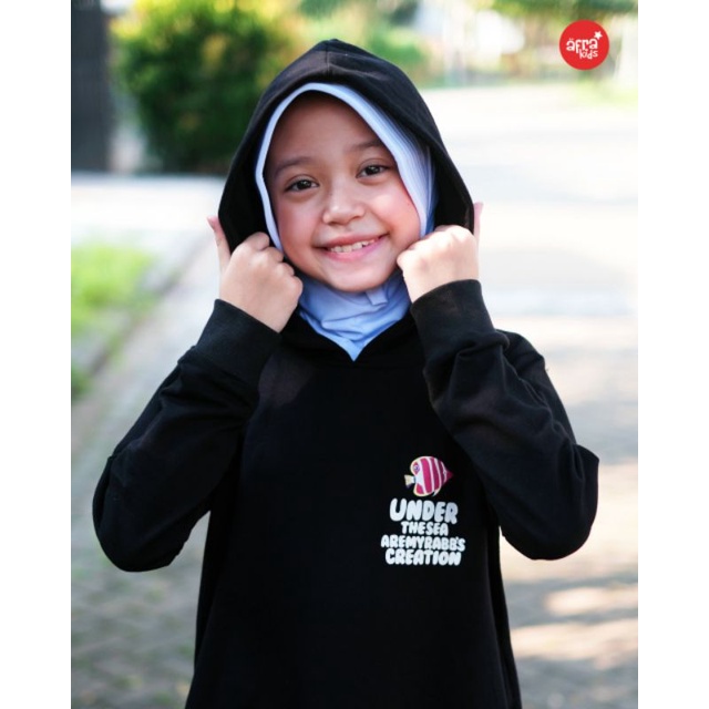 PROMO... ORIGINAL HOODIE AFRAKIDS COUPLE &quot;Under the sea is my Rabb's Creation&quot; 2-12 TAHUN HD001 / HD002