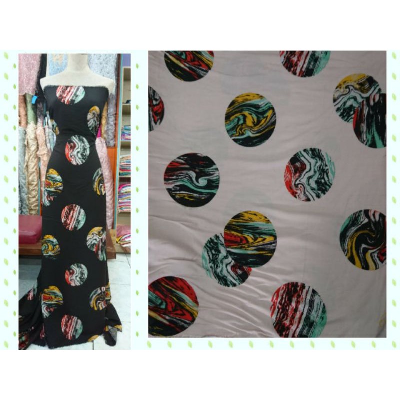 kain rayon motif abstrak yinyang modern