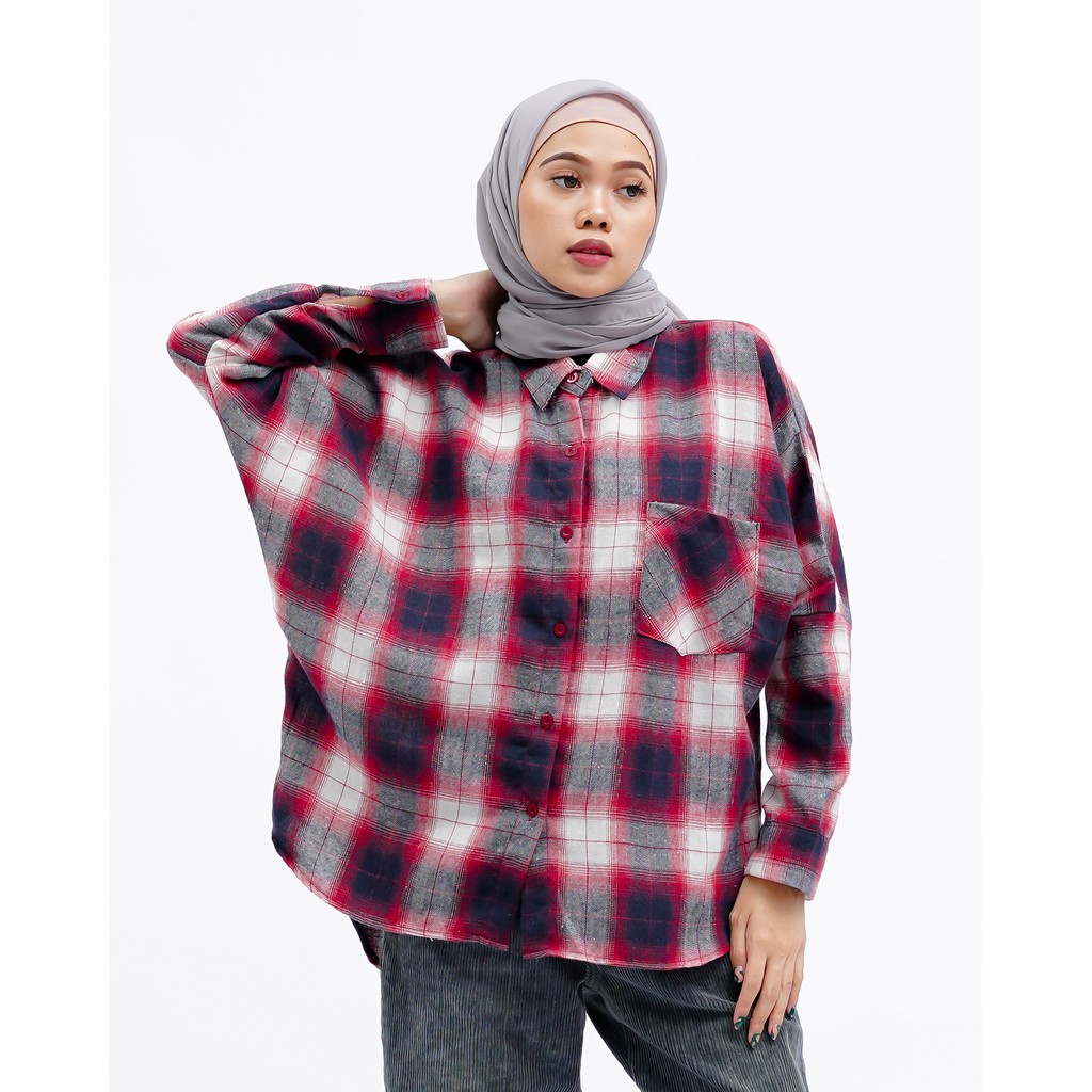 KEMEJA BOYFRIEND KOREA OVERSIZE OMBRE FLANEL PREMIUM SHIRT B341-Motif 6