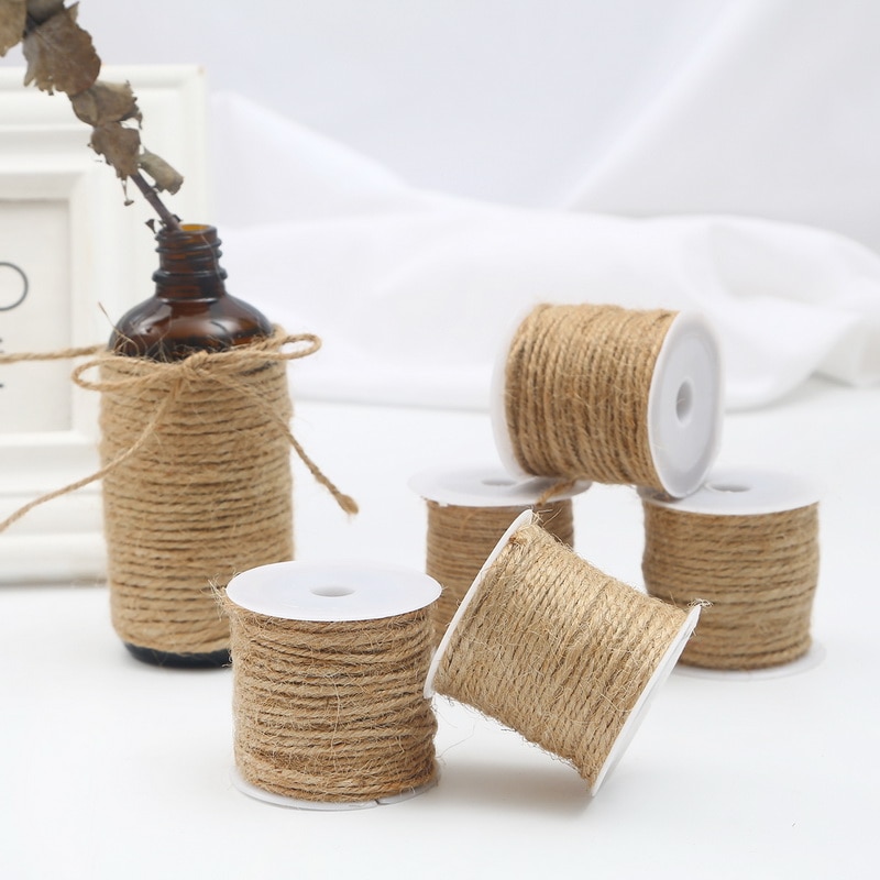 5-15 M/roll Natural Jute Twine Goni String Tali Rami Pesta Pernikahan Hadiah Bungkus Tali Benang DIY Florists Craft Dekorasi