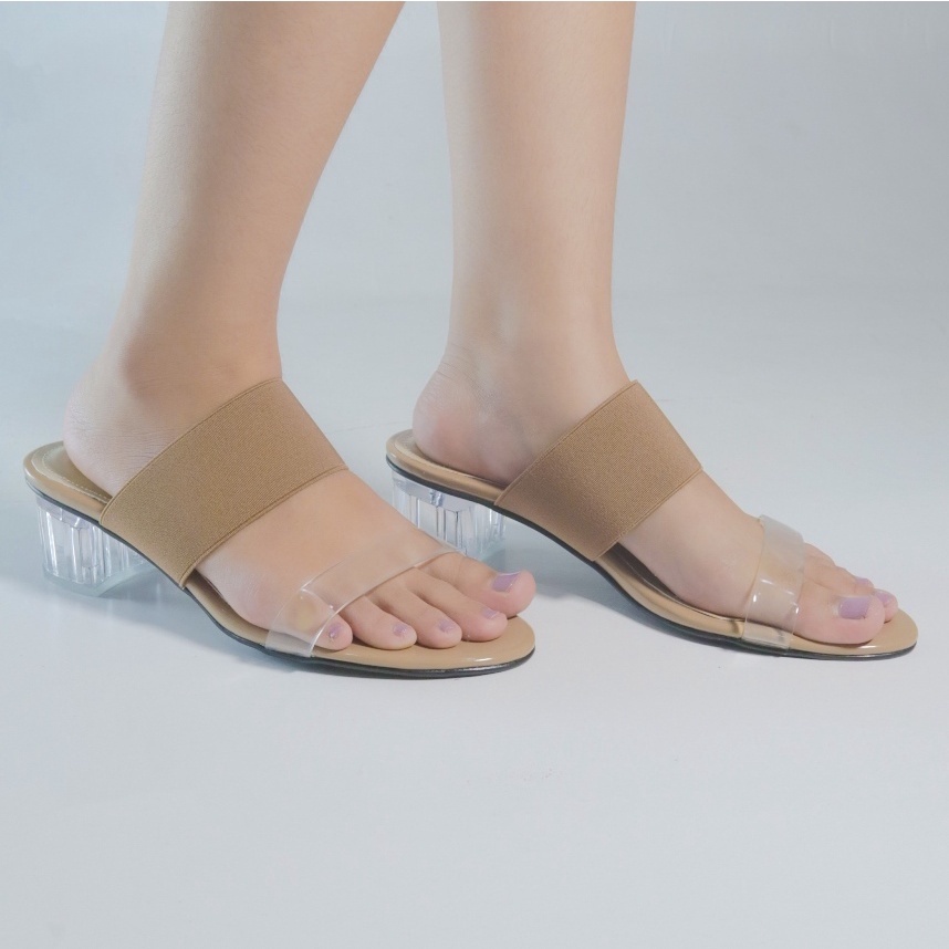 sandal heels kaca wanita acara pesta ukuran besar jumbo 41-45 sendal hak cewek party kekinian sendal