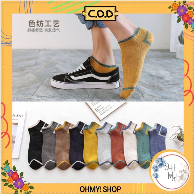 [ COD ] Kaos Kaki Ankle Semata Kaki Simple Motif Polos Garis Pria Wanita Unisex Murah Cute Socks Fashion Korea / Kaos Kaki Pria Polos / Kaos Kaki Pria Garis / Kaos kaki Wanita-4